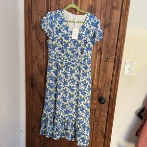 Floral Blue and White Dress